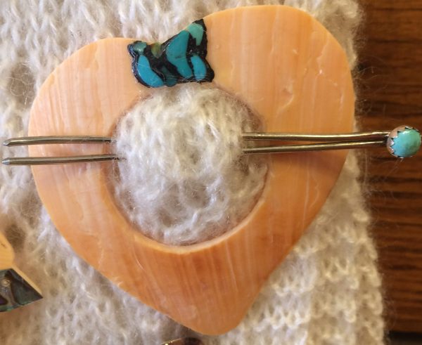 Shawl Pin Melon/ Turquoise