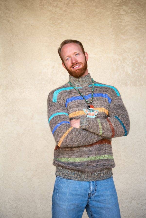 Sweater Tan Mohair Blend With Stripes