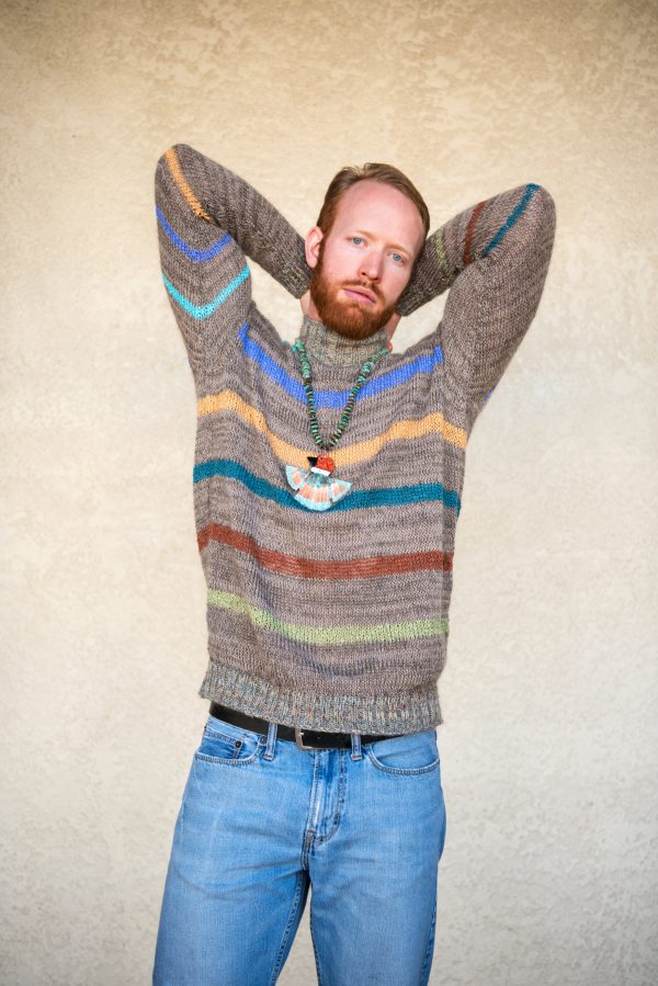 Sweater Tan Mohair Blend With Stripes - Image 2