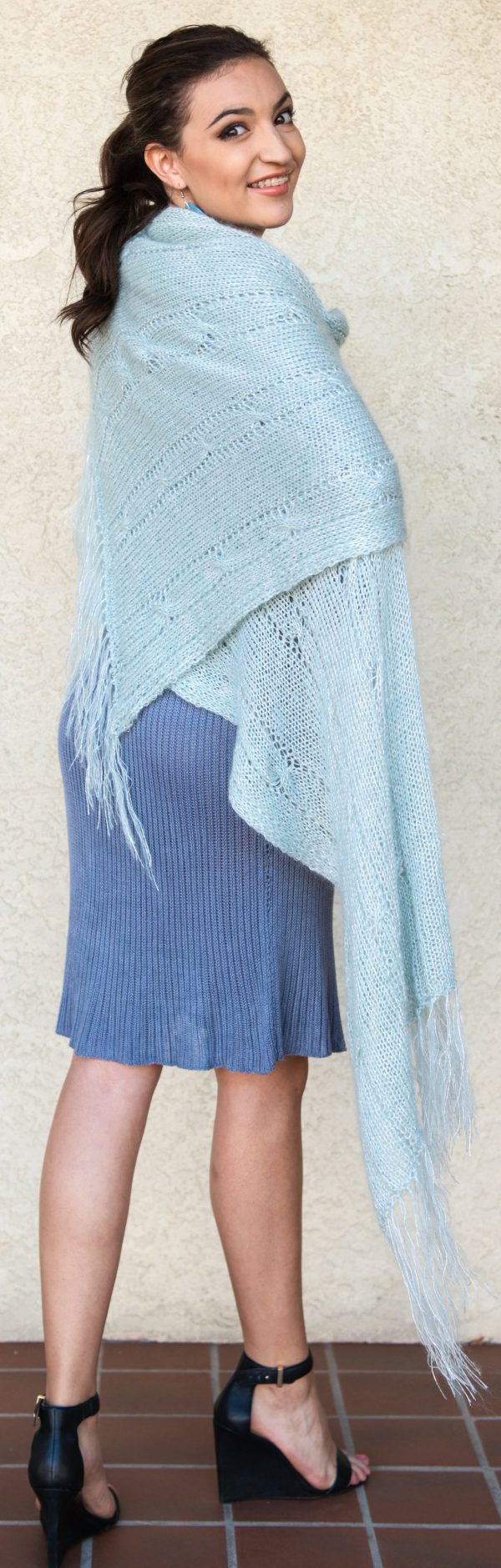 Shawl Rectangular Metallic Fringed - Image 2