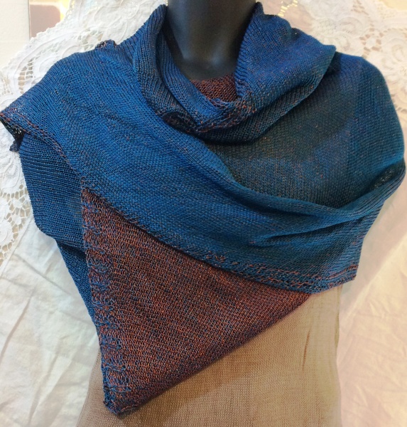 DC KNITS Chameleon Wrap Agean Blue plated with copper metallic