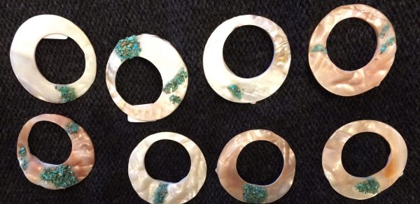 Shawl Pin Small Mother of Pearl With Turquoise - Image 2