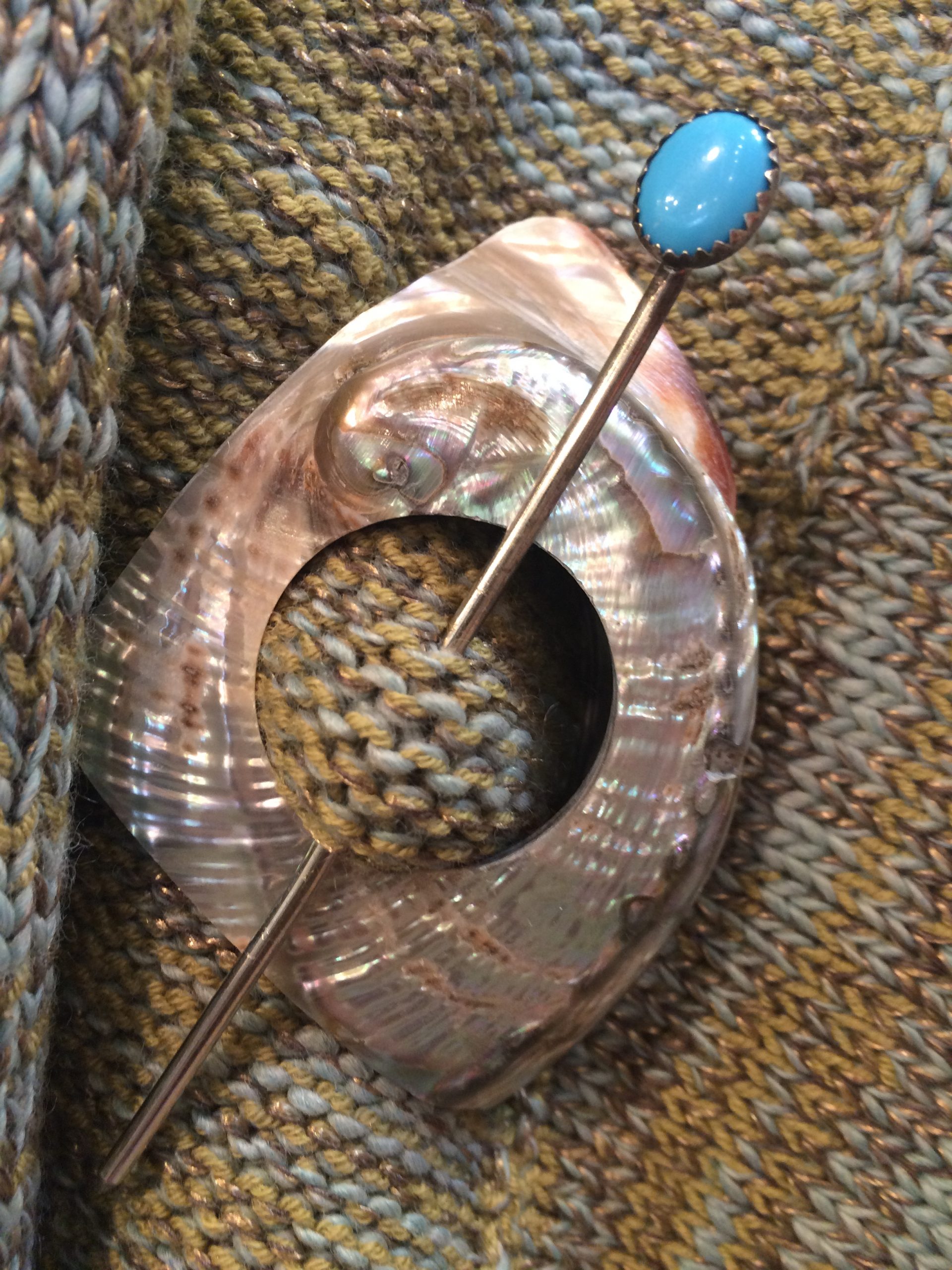 Shawl Pin Abalone Large Odd Shapes - DC Knits