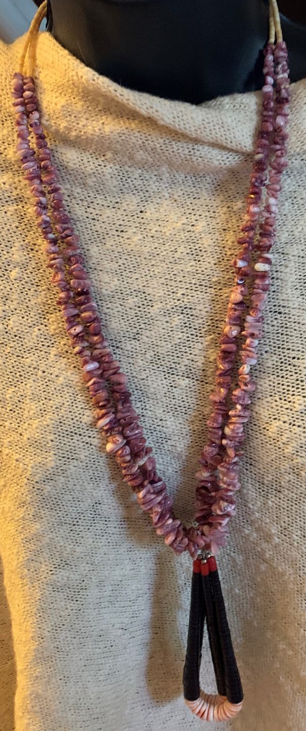 Necklace Two Strand Spiney Oyster With Joclas made with Jet - Image 2