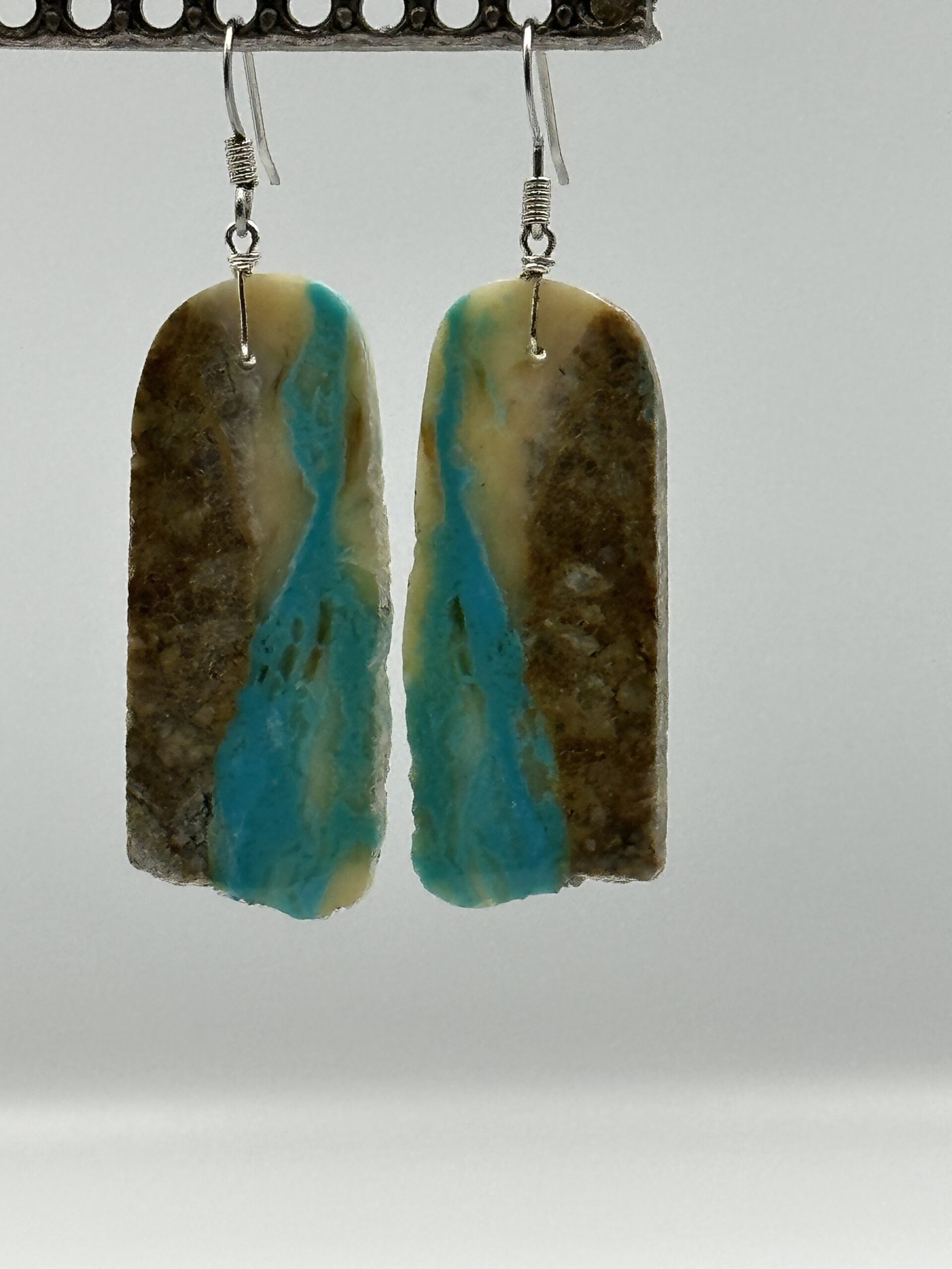 Native American Superb Santo Domingo Royston Turquoise Large Slab Earrings Native American Superb Santo Domingo Royston Turquoise Large Slab Earrings