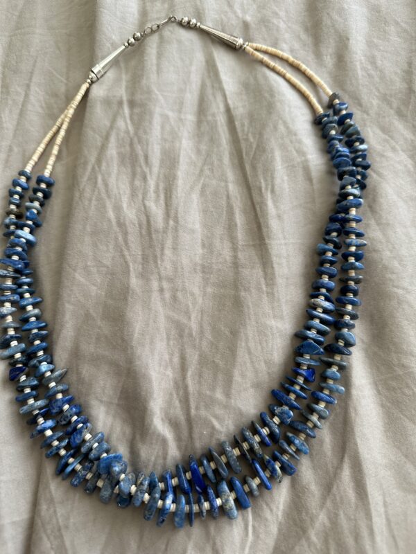 Necklace Two Strand Lapis Melon Shell
