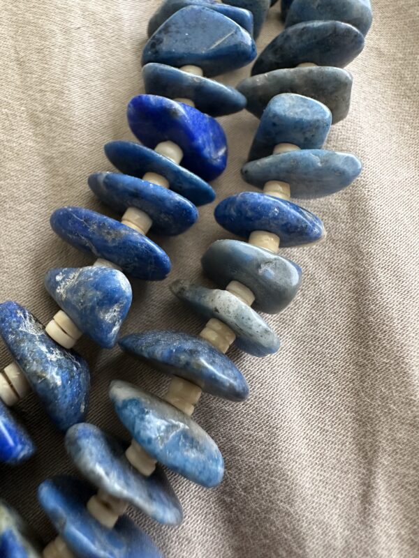 Necklace Two Strand Lapis Melon Shell - Image 3