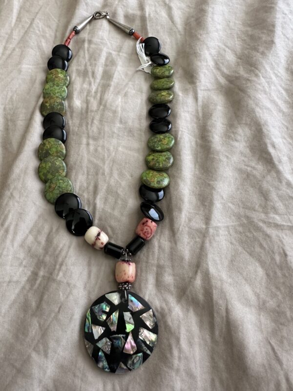 Necklace With Abalone Inlaid Pendant