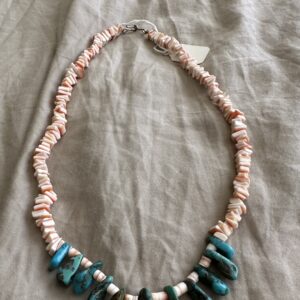 Necklace Spiney Oyster With Kingman Turquoise