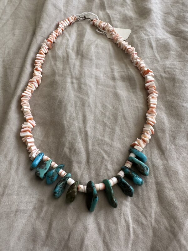 Necklace Spiney Oyster With Kingman Turquoise