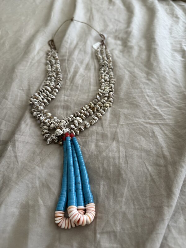 Necklace Three Strand Buffalo Turquoise With Joclas