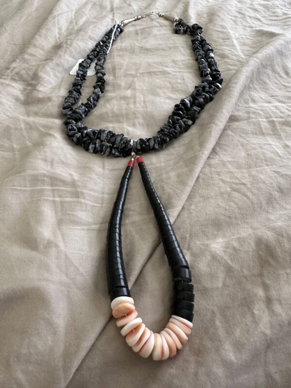Necklace Two Strand Obsidian With a Jakla - Image 4