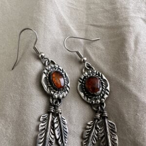 Earrings Nelson Eustace Sterling With Amber