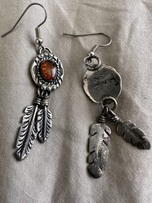 Earrings Nelson Eustace Sterling With Amber - Image 2