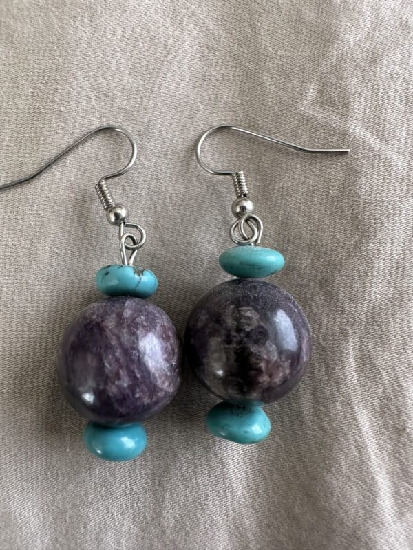 Earrings Charoite and Turquoise