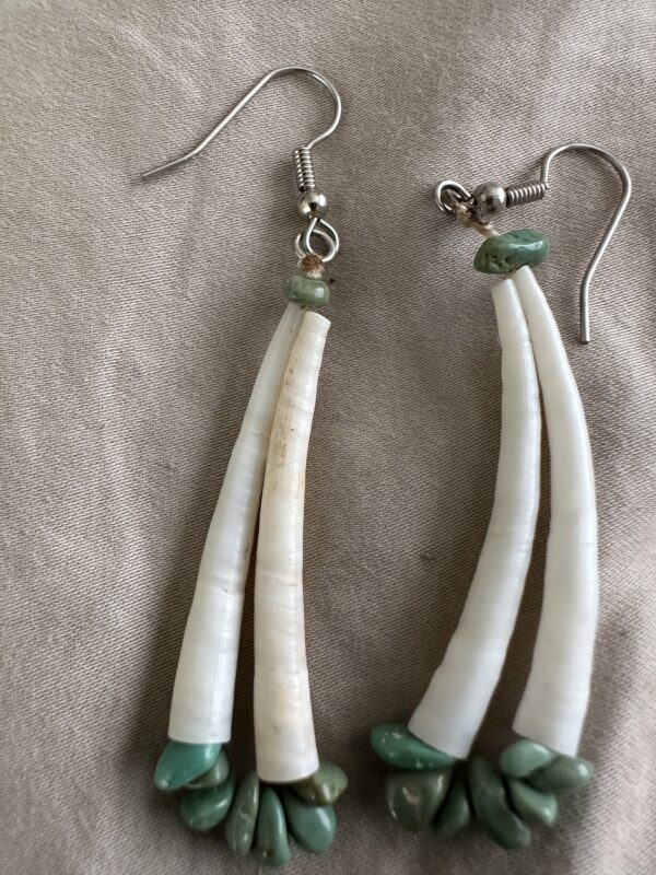 Earrings Dentalium Shell & Turquoise - Image 2