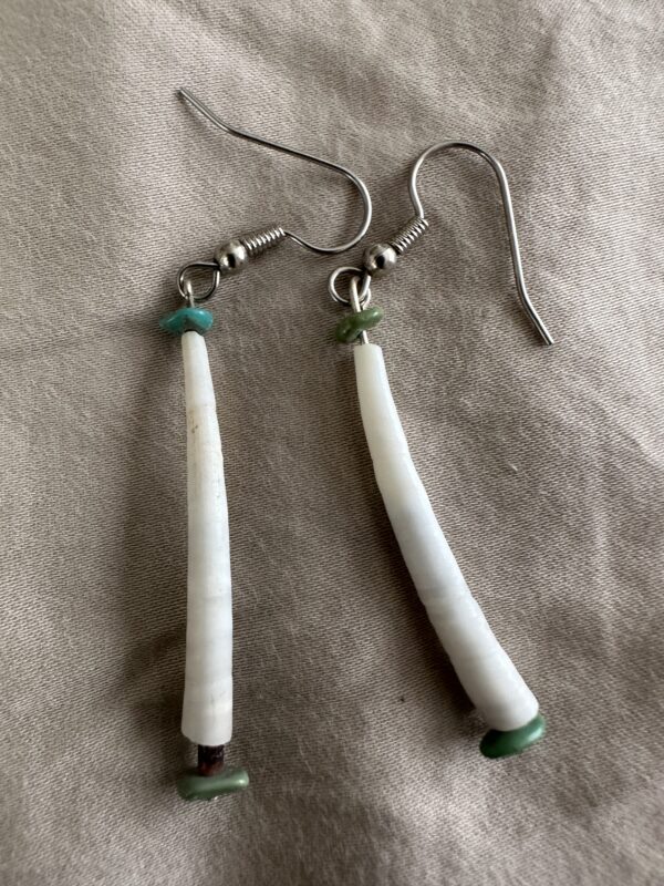 Earrings Dentalium Shell & Turquoise - Image 3
