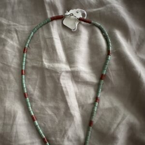 Necklace Turquoise Coral With An Inlaid Pendant