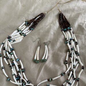 Necklace Seven Strand Dentalium Shell Turquoise