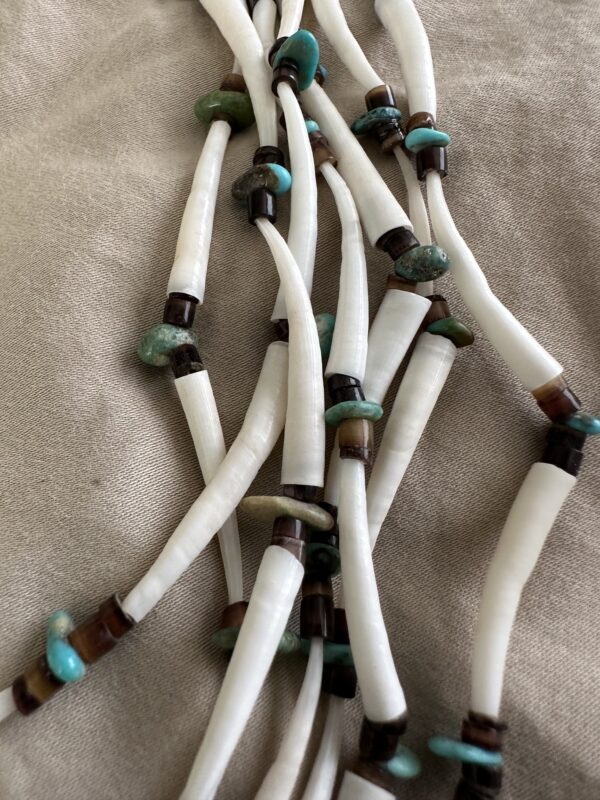 Necklace Seven Strand Dentalium Shell Turquoise - Image 2