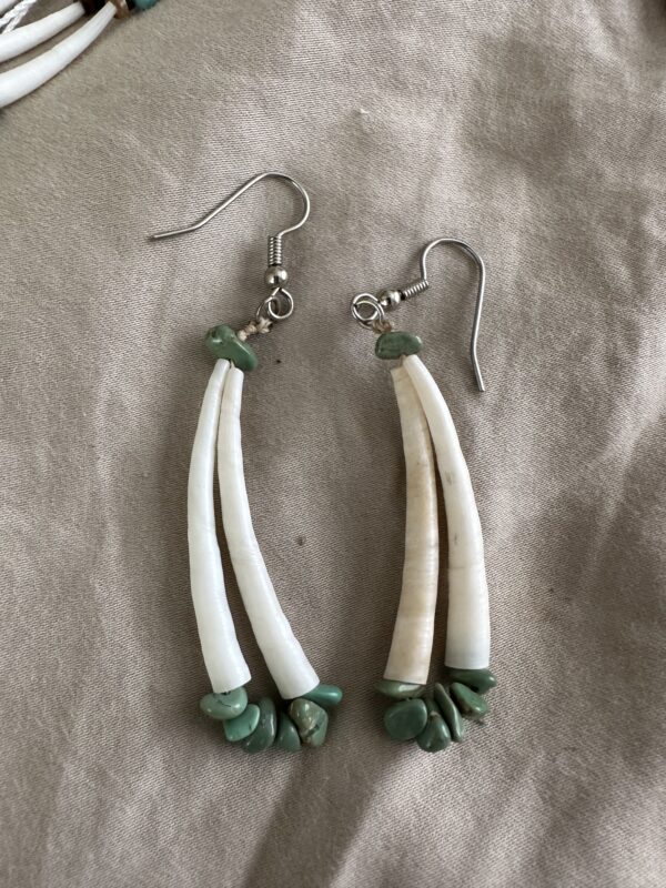 Earrings Dentalium Shell & Turquoise