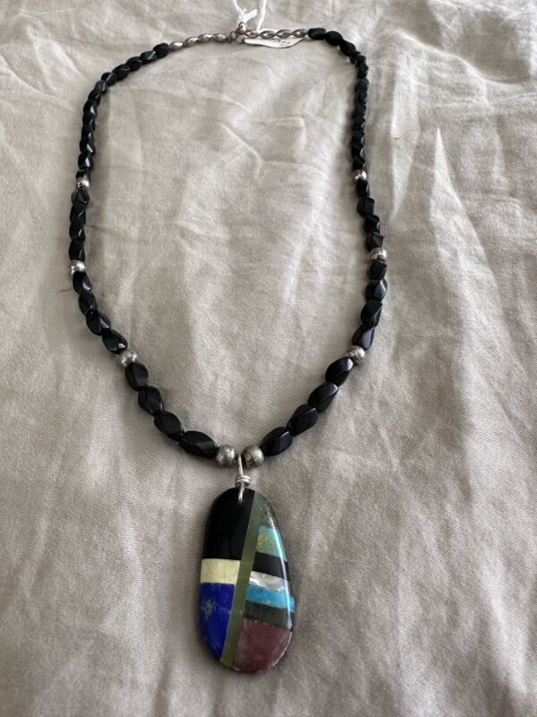 Necklace Onyx With Inlaid Pendant - Image 3