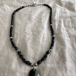 Necklace Onyx With Inlaid Pendant