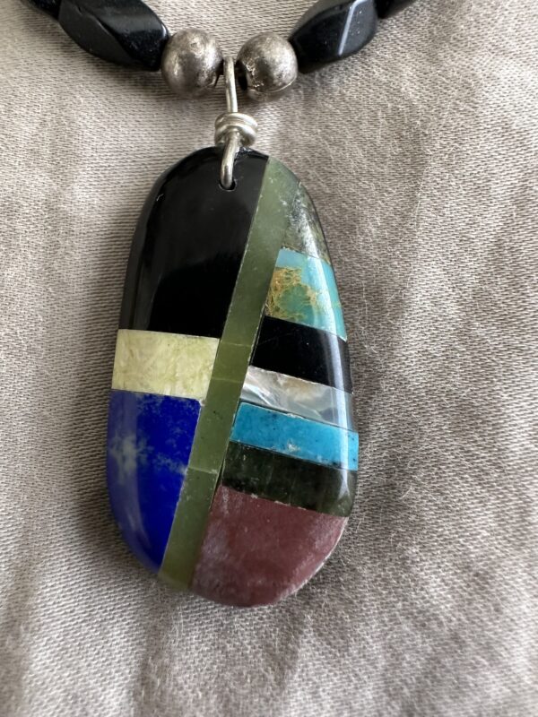 Necklace Onyx With Inlaid Pendant - Image 4
