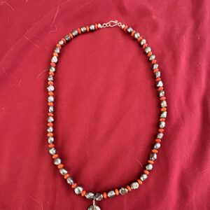 Necklace Coral & Pearl with Abalone Pendant