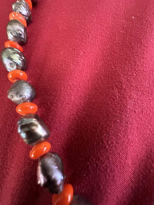 Necklace Coral & Pearl with Abalone Pendant - Image 2