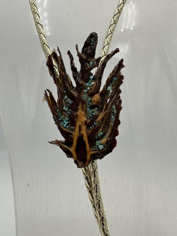 Bolo Tie Wood With Turquoise