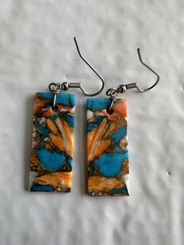 Earrings Turquoise, Spiney Oyster, Bronze Matrix