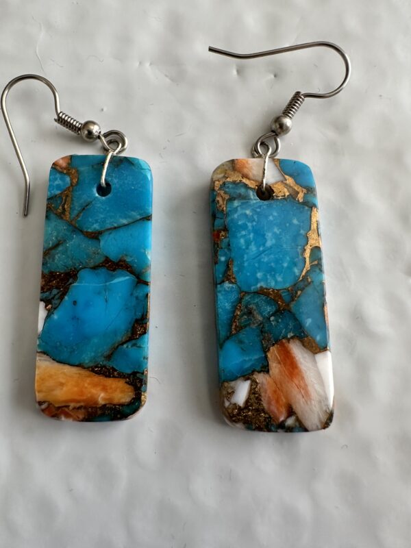 Earrings Turquoise, Spiney Oyster, Bronze Matrix