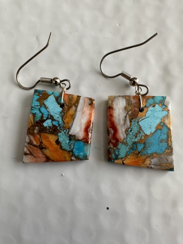 Earrings Turquoise, Spiney Oyster, Bronze Matrix