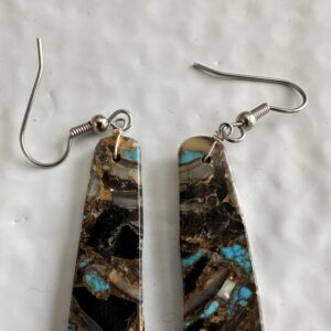 Earrings Turquoise Obsidian Abalone Hanging