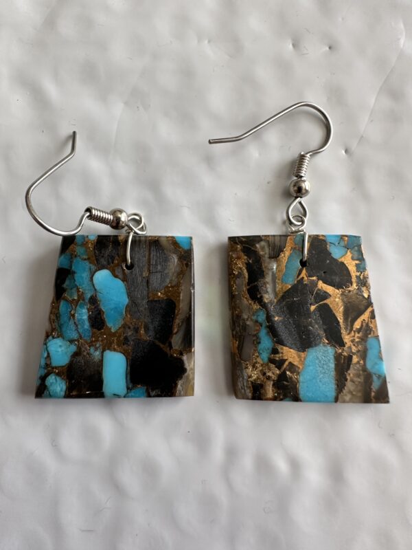 Earrings Turquoise, Obsidian, & Abalone - Image 2